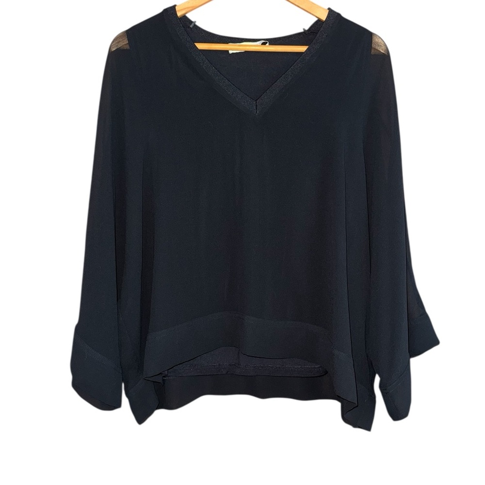 Zara Black Chiffon V-Neck Blouse M
